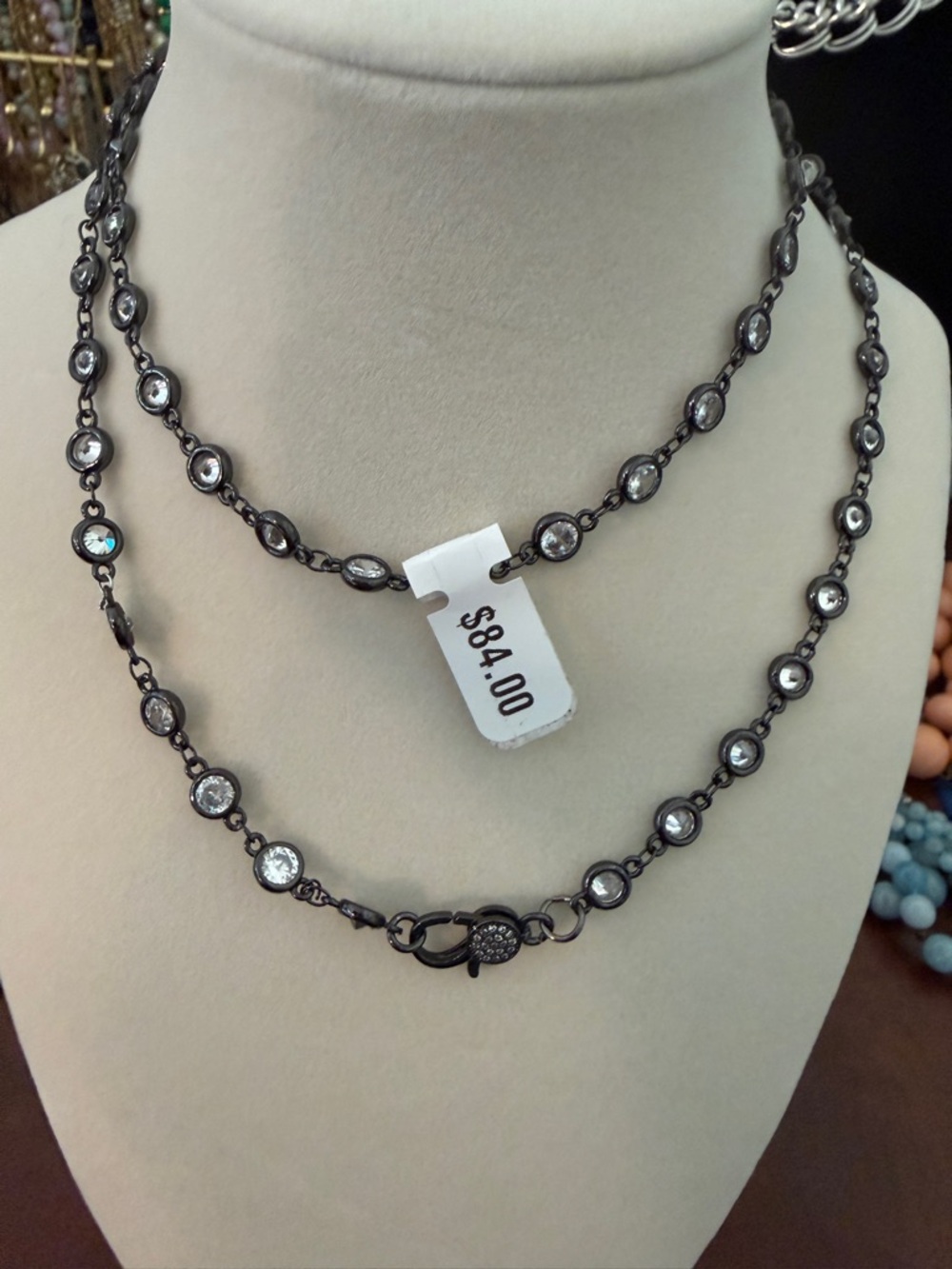 Gunmetal Crystal CZ Necklace